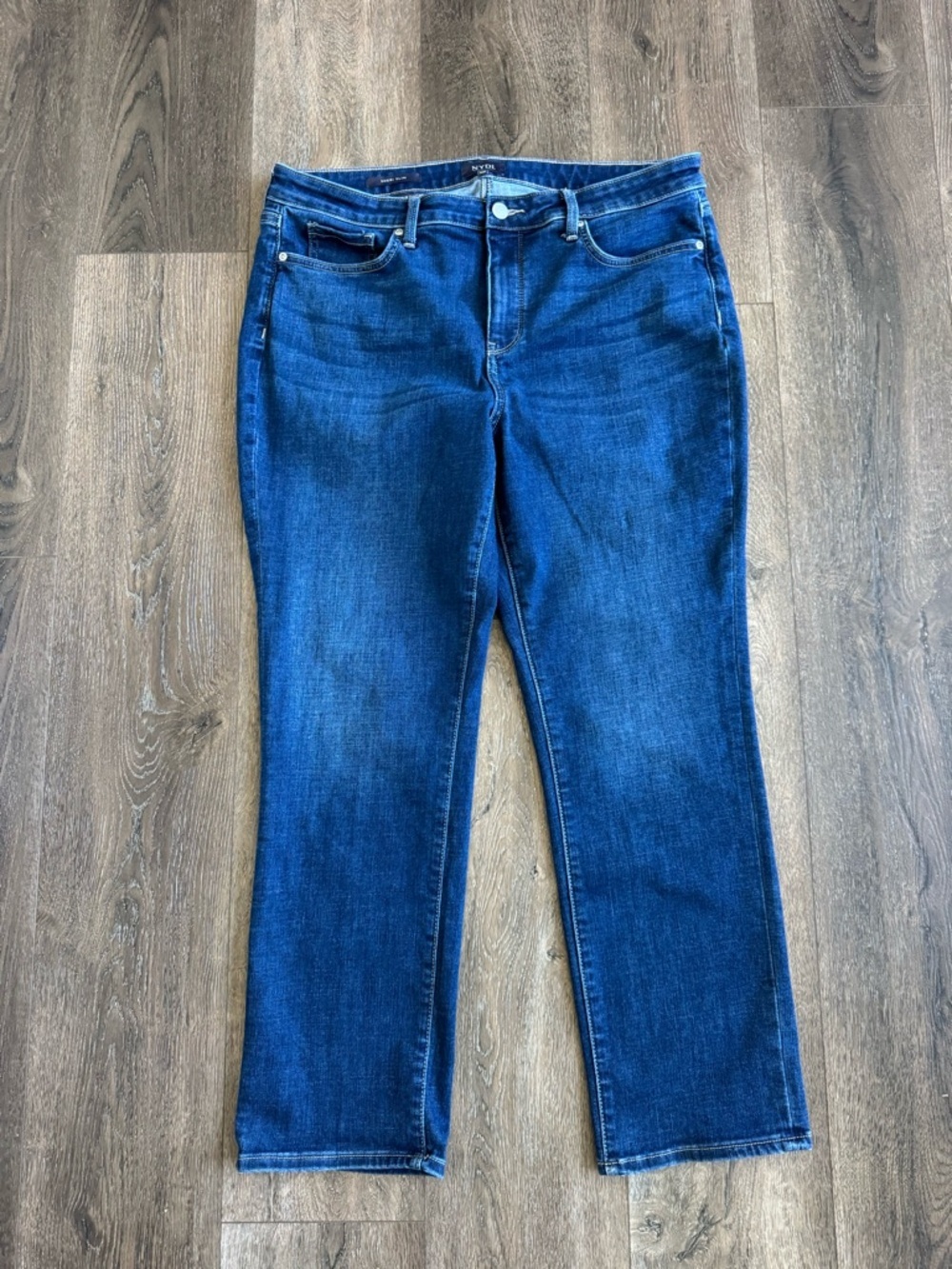 NYDJ Women's Dark Blue Straight Leg Jeans Sheri Size 14P
